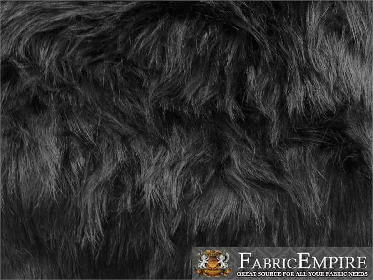 Faux Fur Fabric Long Pile Monkey Shaggy BLACK / 60" Wide / Sold by the yard