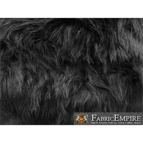 Faux Fur Fabric Long Pile Monkey Shaggy BLACK / 60" Wide / Sold by the yard