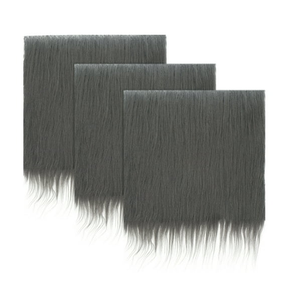 Faux Fur Fabric Square, 10x10 Inches Furry Fur Patches Plush Rug Grey 3Pcs