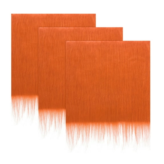 Faux Fur Fabric Square, 10x10 Inches Furry Fur Patches Plush Rug Orange 3Pcs
