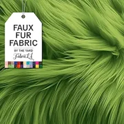 Faux Fur Fabric by The Yard - Artificial Craft Fur - 18" X 60" Inch Wide - Fur Fabric for Craft Supply, DIY Furry Plush Projects, Sewing, Material, Decoration, Upholstery, Apple Green, Half Yard