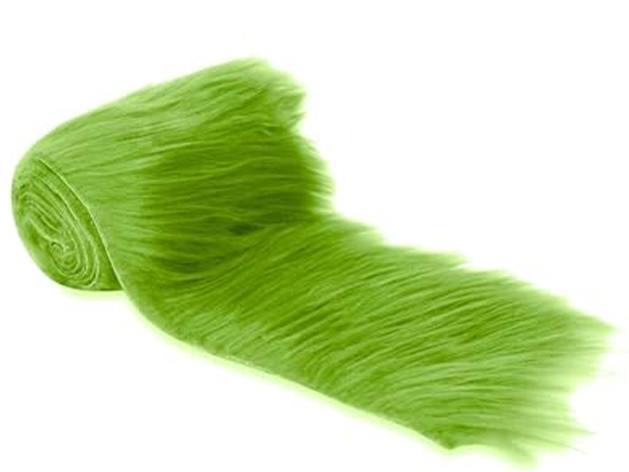 FabricLA Apple Green Faux Fur Trim for Crafts, Gnome Making Supplies, Plush Fake Fur Ribbon, 4X60