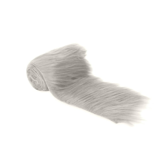 FabricLA Faux Fur Fabric Trim for Crafts | Platinum Gray Fur Fabric | Fur Trim for Gnome |Fuzzy Craft Fur for Making Supplies | Grinch Faux Fur Material | Plush Crafts Ribbon for Therian Stuff | 6X60