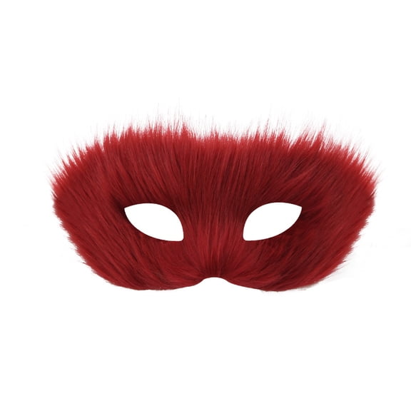 Faux Fur Fox Eyes Mask,Masquerade Plush Cat Eyes Mask,Animal Fox Cat Masks for Halloween Birthday Role-Play Party