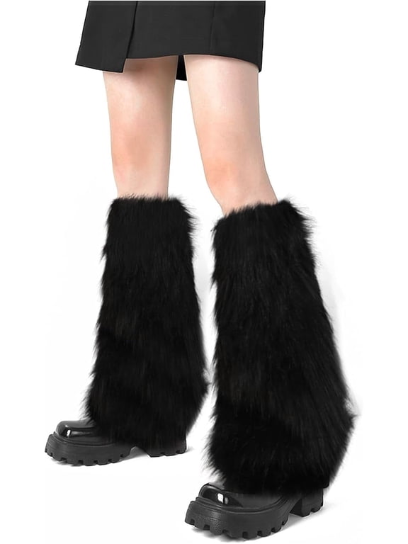 Faux Fur Fuzzy Leg Warmers for Women Grils, Soft Furry Winter Boot Cuff Wrist Covers Boots Sleeves