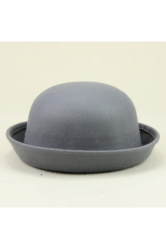 Faux Fur Hat Elegant Adults Solid Hat Roll Up Brim Panama Bowler Bucket Mens Womens Classic Wool Round Hats Cap Grey