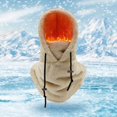 thumbnail image 1 of Faux Fur Hat Hood Ski Winter For Cold Weather Windproof Adjustable Warm Cover Hat Cap Scarf Khaki, 1 of 9