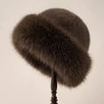 thumbnail image 1 of Faux Fur Hat for Women Girls Russian Style Furry Winter Bucket Hats Fuzzy Warm Ski Snow Hat, 1 of 3