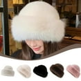 thumbnail image 1 of Faux Fur Hats for Women Winter Bucket Hats Plush Hat Fluffy Fisherman Hat Fuzzy Beanie Thick Cap for Women Black, 1 of 4