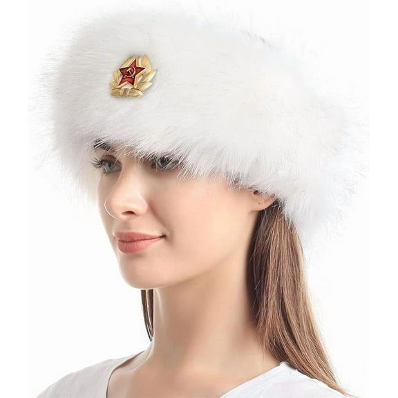 Faux Fur Headband with Stretch, Women's Winter Earwarmer Earmuff, Elastic Plush Ski Hat