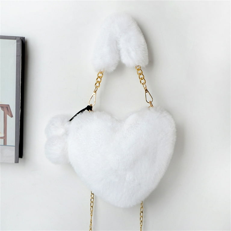 Plush Faux Fur Heart Bag