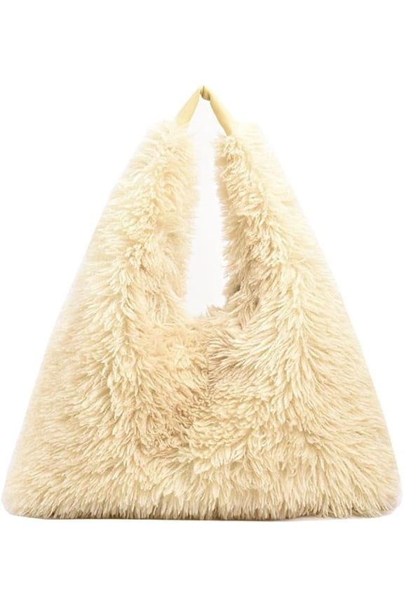 Faux Fur Hobo Shoulder Bag Furry Handbag Purse for Women Winter Y2k Fuzzy Plush Shoulder Tote Bag for Work Shopping