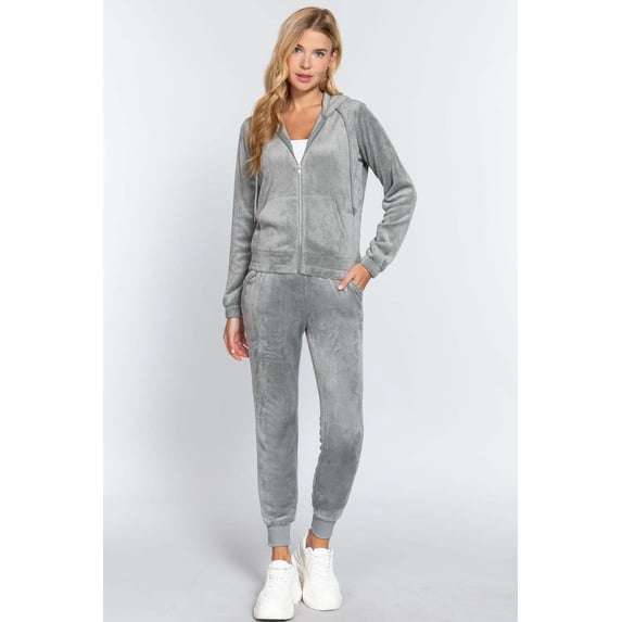 Faux Fur Jacket & Jogger Pants Set - M