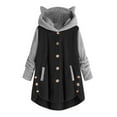 thumbnail image 1 of Faux Fur Jacket,Plus Size Hoodie Cardigan Top for Women Fleece Faux Fur Coats Long Sleeve Teddy Bear Jacket Button Loose Fluffy Coats, 1 of 5
