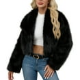 thumbnail image 1 of Faux Fur Jacket Women Cropped Fluffy Winter Coat Party Trendy Plush Cardigan Long Sleeve Warm Furry Short Outerwear, 1 of 8