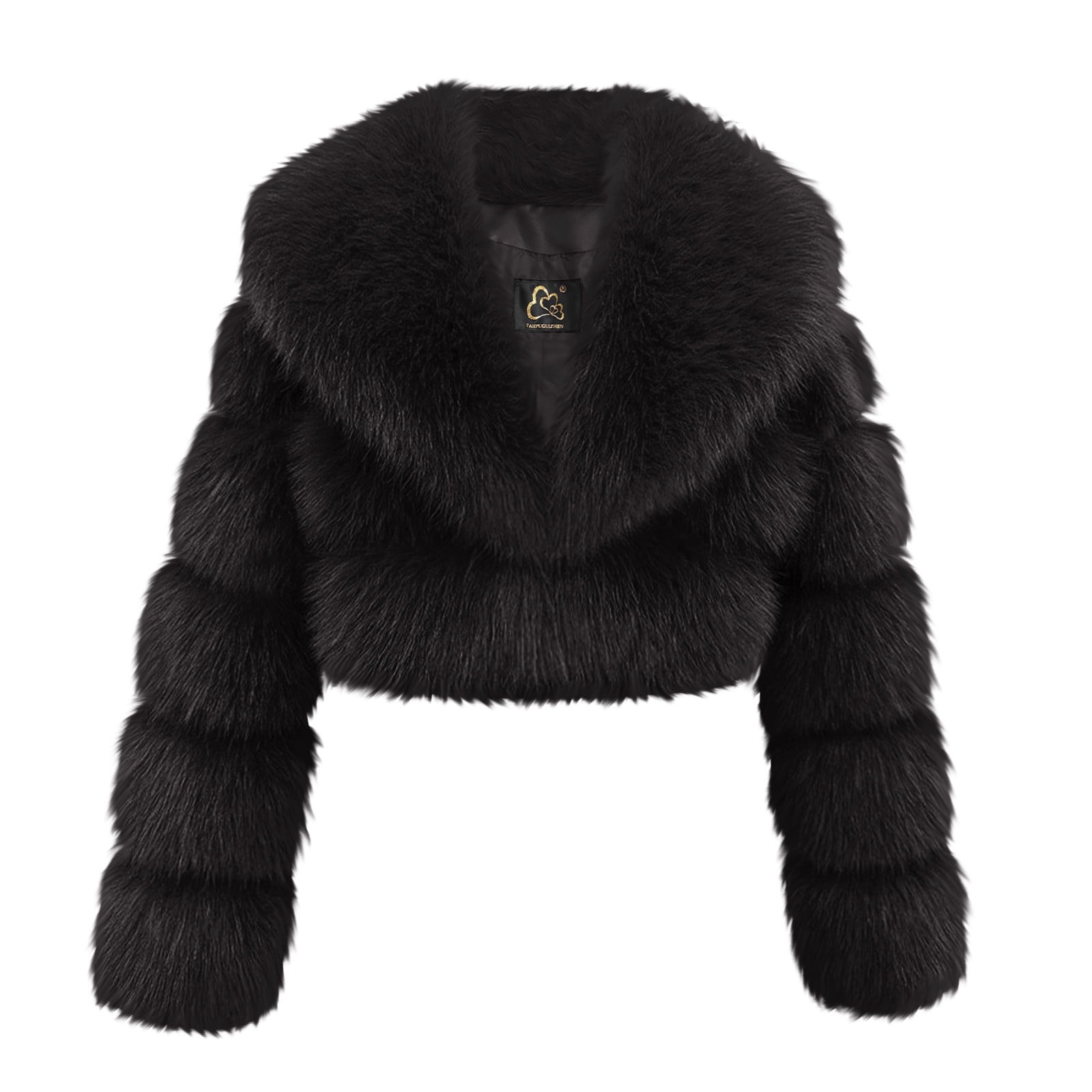 Faux Fur Jacket for Women Trendy Cropped Puffer Coat Warm Winter 