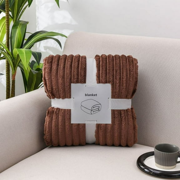 Faux Fur King Blanket for Couch - Luxurious Faux Rabbit Fur Bed Blanket Reversible - Cozy Warm Fluffy Fuzzy Plush Striped Blanket for Sofa Bedroom Living Room - 90x106 Inches Ivory White