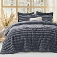 thumbnail image 1 of Faux Fur King Size Comforter Set - Grey Fluffy Comforter King Size, Soft and Cozy Shaggy Bedding Comforter Sets, Winter Warm Luxury Fuzzy Bed Set 3 Pieces, 1 Comforter and 2 Pillowcases, 1 of 7