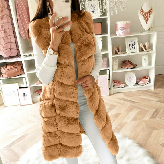 Faux Fur Knitted Cardigan Women Fashion Long Sleeve Jumper Casual Loose Patchwork Hooded Solid Open Stitch Chic Solid Sweater