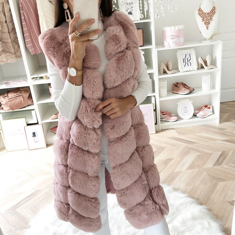 Faux Fur Knitted Cardigan Women Fashion Long Sleeve Jumper Casual Loose Patchwork Hooded Solid Open Stitch Chic Solid Sweater Walmart