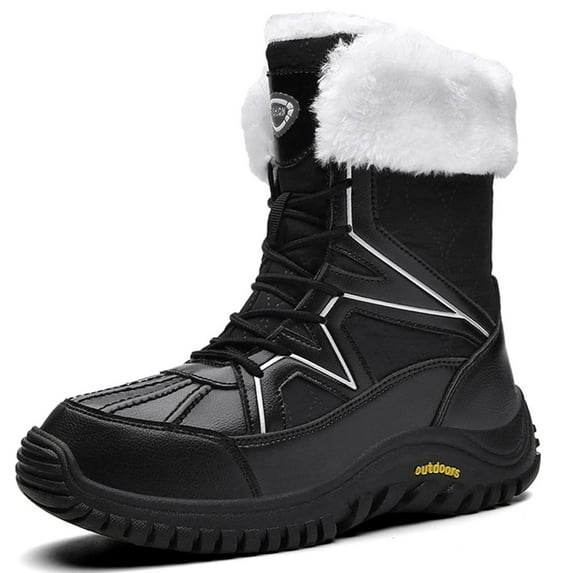 Faux Fur Lined Snow Boots for Women Waterproof Warm Winter Shoes Mid Calf Outdoor Hiking Boots
