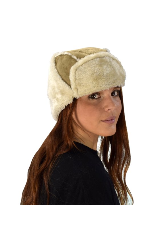 Faux Fur Lined Trooper Warm Russian Fur Ear flap Winter Skiing Hat Cap Windproof Winter Ushanka Aviator Hat