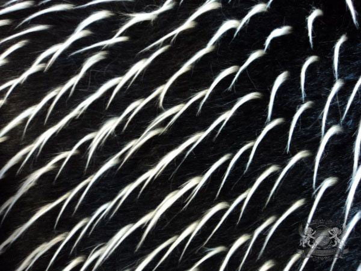 Faux Fur Long Pile 2 Tone Spike BLACK WHITE Fabric / 60" Wide / Sold by the Yard