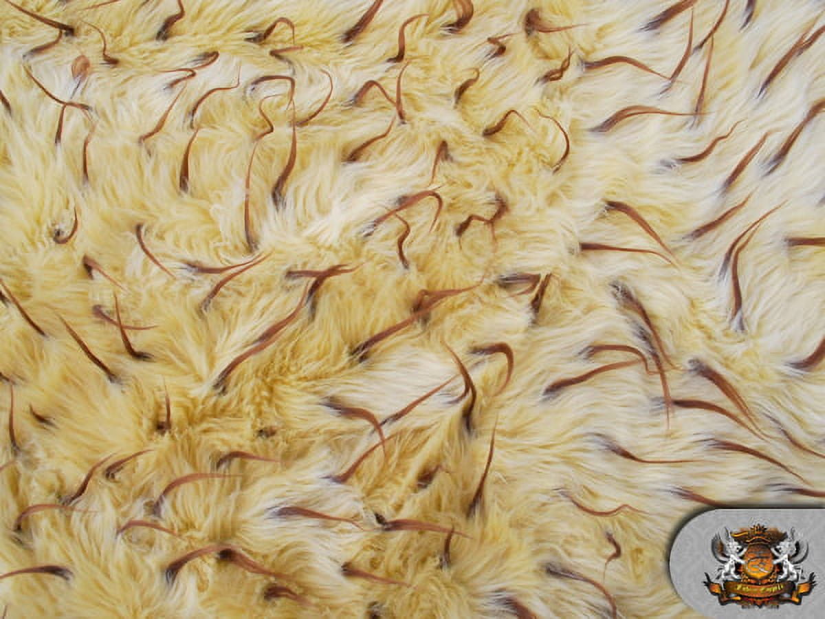Faux Fur Long Pile 2 Tone Spike TAN BROWN Fabric / 60" Wide / Sold by the Yard