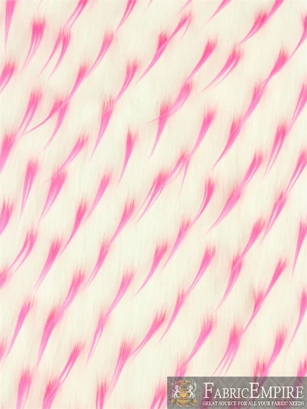 Faux Fur Long Pile 2 Tone Spike WHITE FUCHSIA Fabric / 60" Wide / Sold by the Yard