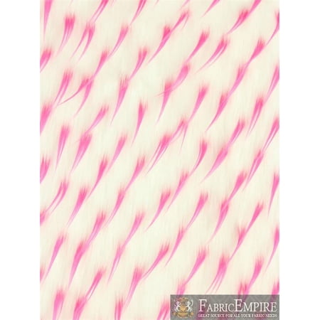 Faux Fur Long Pile 2 Tone Spike WHITE FUCHSIA Fabric / 60" Wide / Sold by the Yard