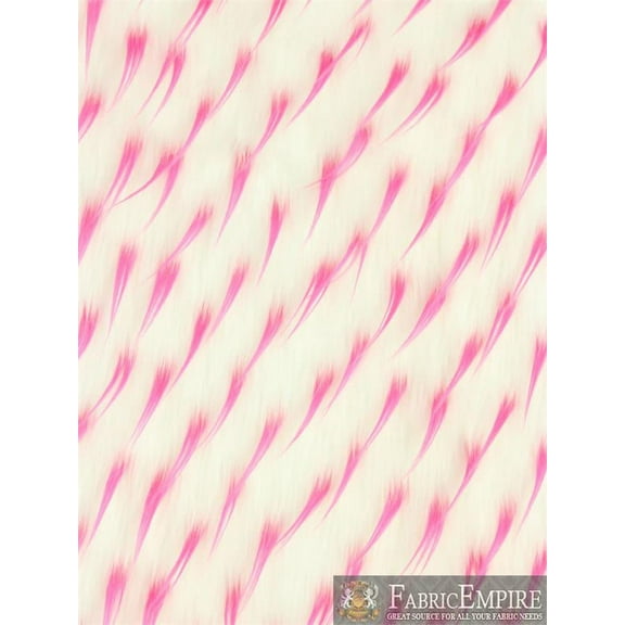 Faux Fur Long Pile 2 Tone Spike WHITE FUCHSIA Fabric / 60" Wide / Sold by the Yard
