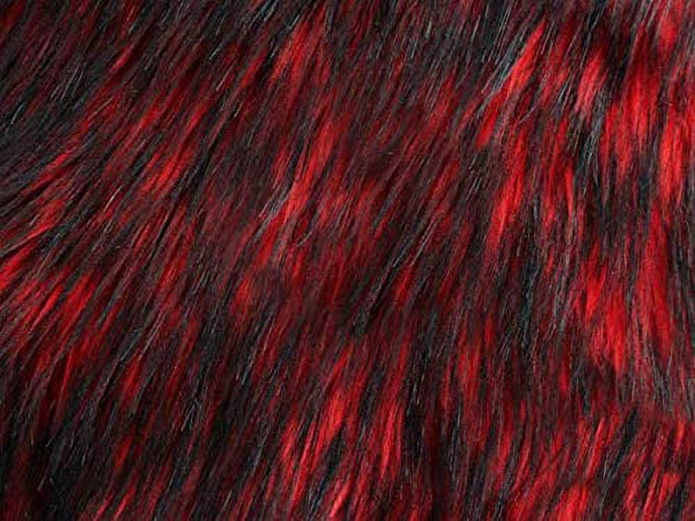Faux Fur Long Pile ALASKAN HUSKIES Red Fabric / 58" Wide / Sold by the yard