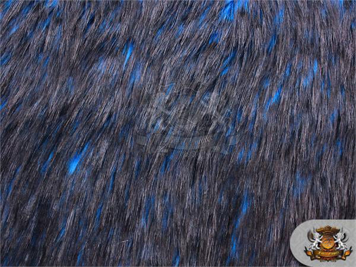 Faux Fur Long Pile ALASKAN HUSKIES Royal Blue Fabric / 58" Wide / Sold by the yard