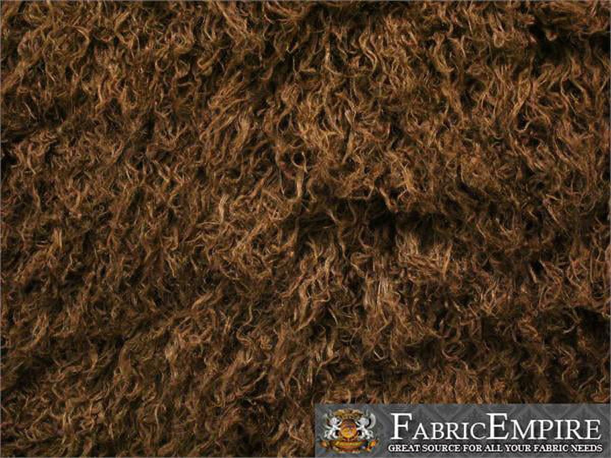 Faux Fur Long Pile Curly Fabric ALPACA BROWN / 60" Wide / Sold by the Yard