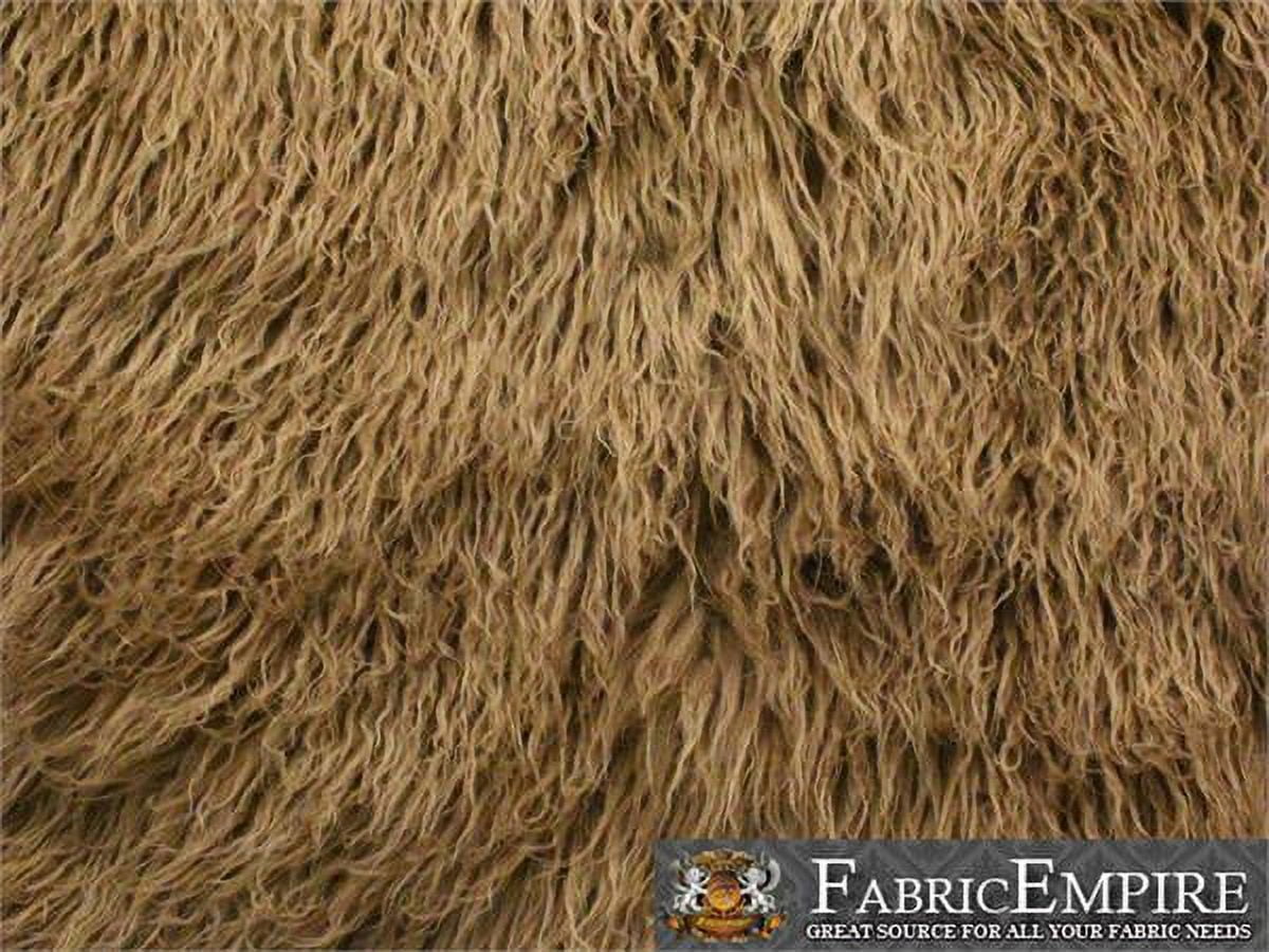 Faux Fur Long Pile Curly Fabric ALPACA TAUPE / 60" Wide / Sold by the Yard