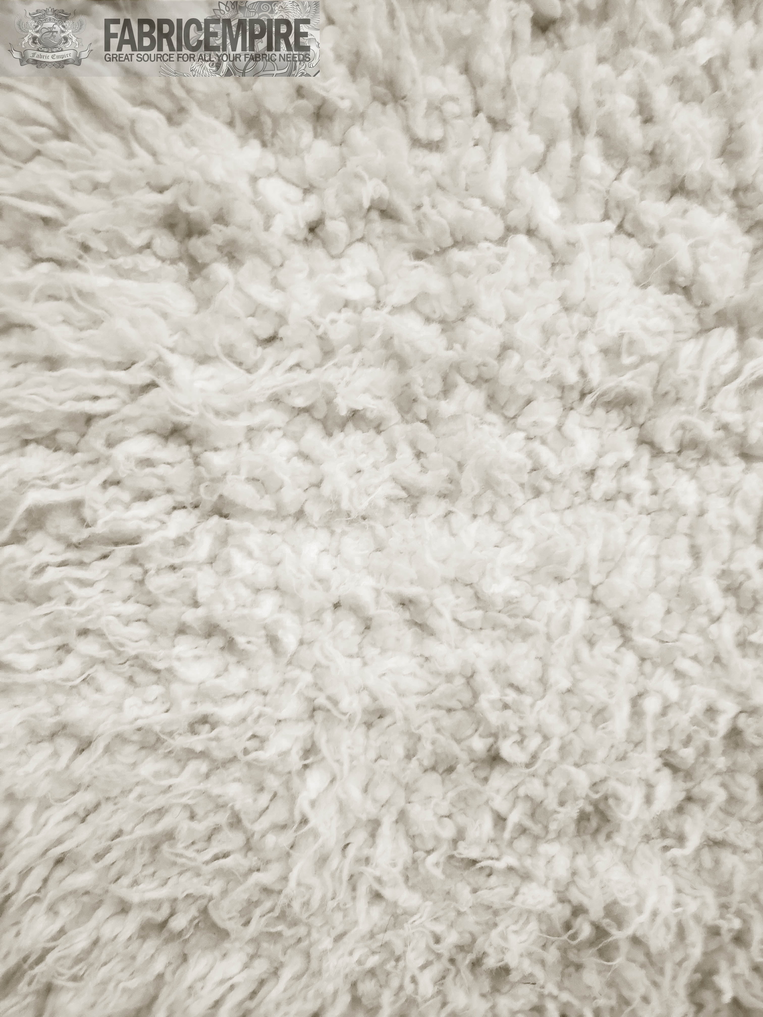 Faux Fur Long Pile Curly Fabric ALPACA WHITE / 60" Wide / Sold by the Yard