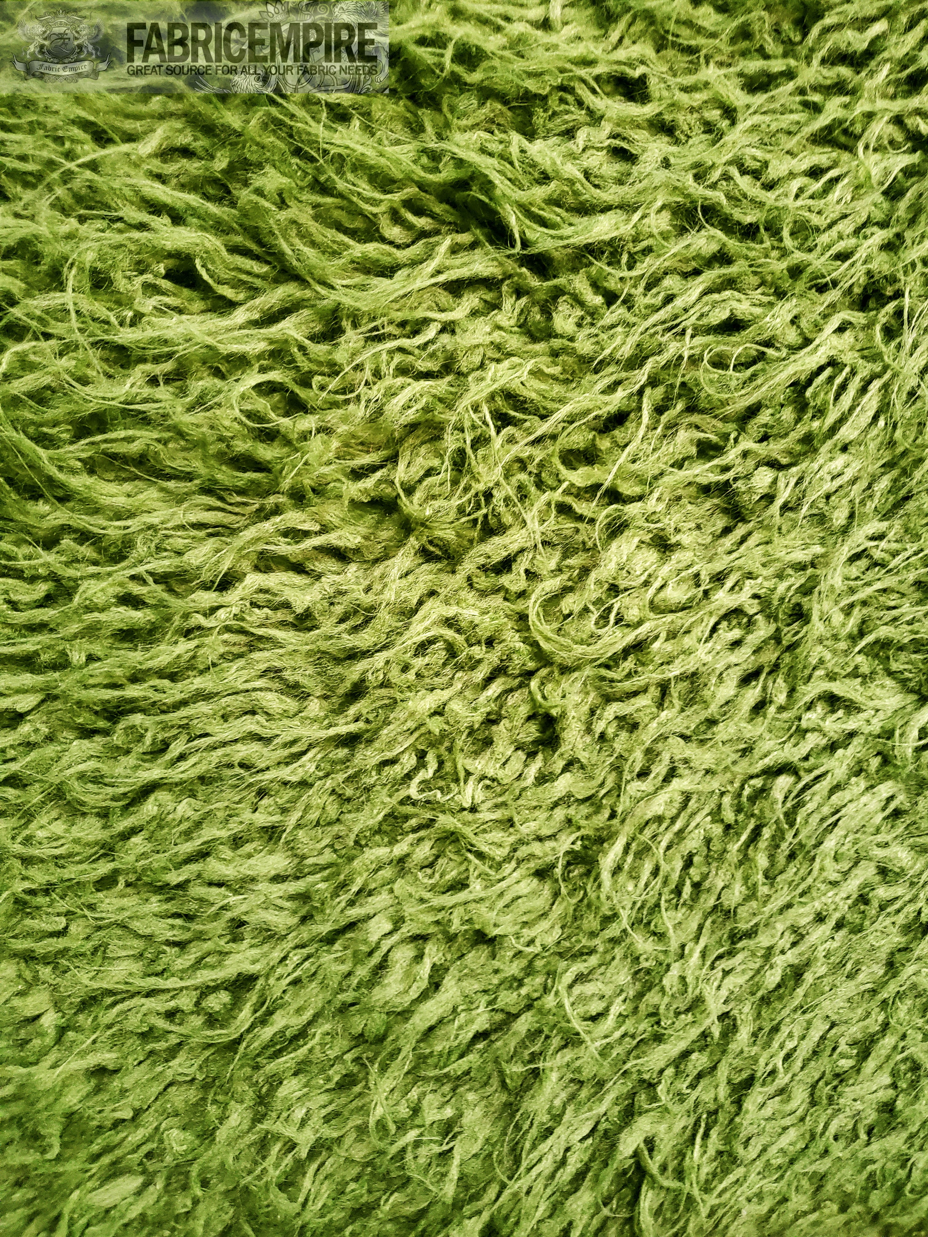 Faux Fur Long Pile Curly Fabric LODEN GREEN / 60" Wide / Sold by the Yard