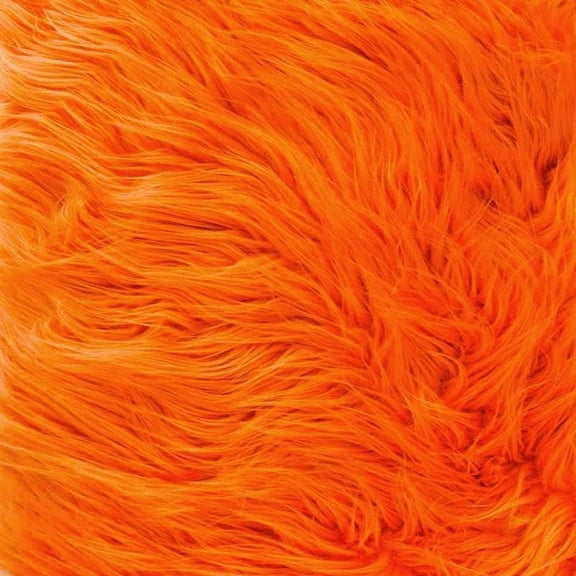 Faux Fur Long Pile Shaggy 60"W Warm Photo Prop Textile by the yard (Orange)