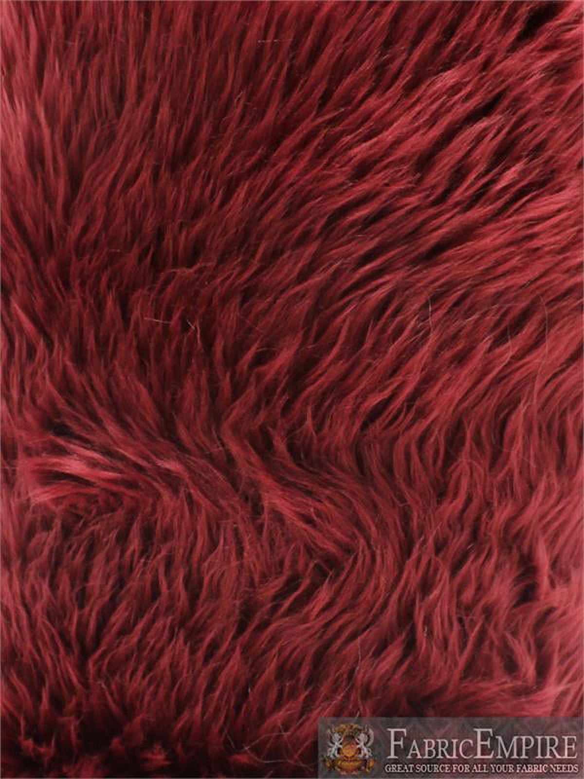 Faux Fur Long Pile Shaggy BURGUNDY / 60" Wide / Sold by the yard