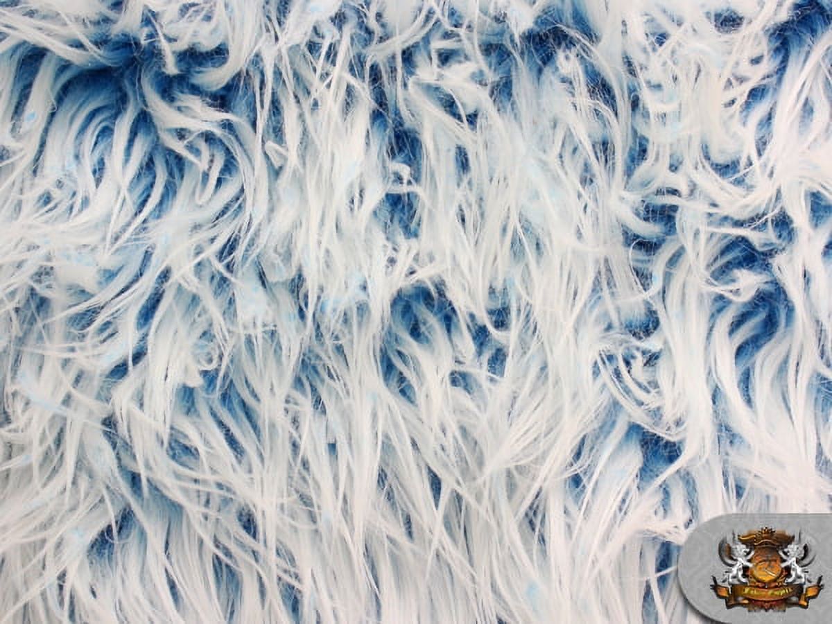 Faux Fur Long Pile ULTRA MONGOLIAN 2 TONE AZURE BLUE Fabric / 64" W / Sold by the yard