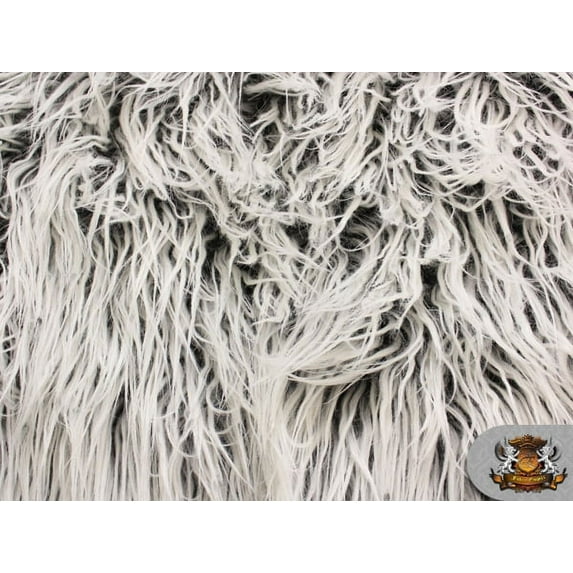 Faux Fur Long Pile ULTRA MONGOLIAN 2 TONE GREY Fabric / 64" W / Sold by the yard