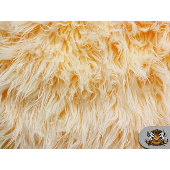 Faux Fur Long Pile ULTRA MONGOLIAN 2 TONE MANGO Fabric / 64" W / Sold by the yard