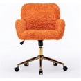 thumbnail image 1 of Faux Fur Makeup Vanity Chair, Comfy Fuzzy Home Office Chair with Wheels & Gold Base, Upholstered Adjustable Swivel Desk Chair for Teens Girls Women Home Office, Orange, 1 of 6