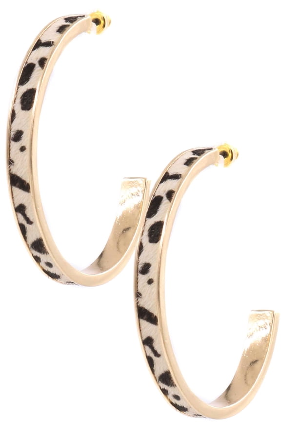 Faux Fur/Metal Hoop Earrings