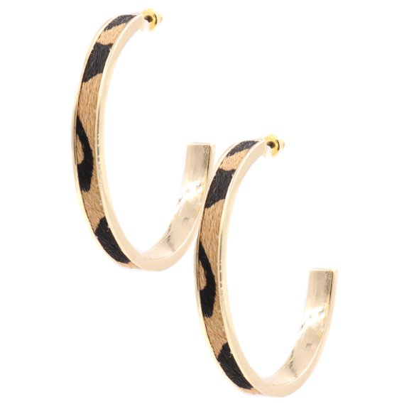 Faux Fur/Metal Hoop Earrings