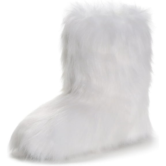 Faux Fur Mid-Calf Boots for Women,Furry Fluffy Round Toe Suede Snow Boots, Comfy Plush Warm Short Flat Shoes for Indoor and Outdoor Winter Wear