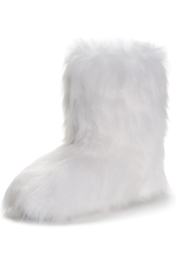 Faux Fur Mid-Calf Boots for Women,Furry Fluffy Round Toe Suede Snow Boots, Comfy Plush Warm Short Flat Shoes for Indoor and Outdoor Winter Wear