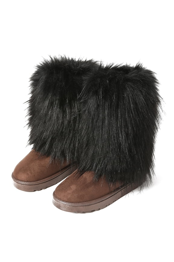 Faux Fur Mid-Calf Snow Boots for Women -Warm, and Stylish Winter Footwear Y2K Boots Outdoor Indoor Shoes