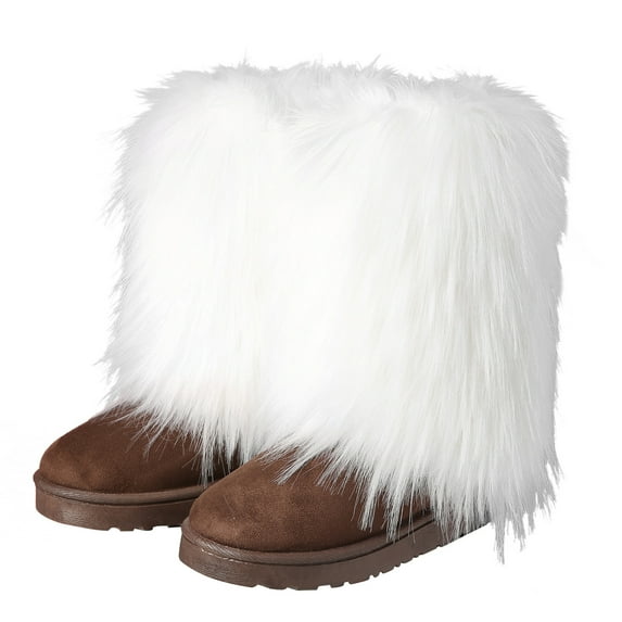 Faux Fur Mid-Calf Snow Boots for Women -Warm, and Stylish Winter Footwear Y32K Boots Outdoor Indoor Shoes