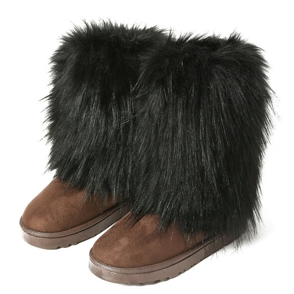 Faux Fur Mid-Calf Snow Boots for Women -Warm, and Stylish Winter Footwear Y8K Boots Outdoor Indoor Shoes